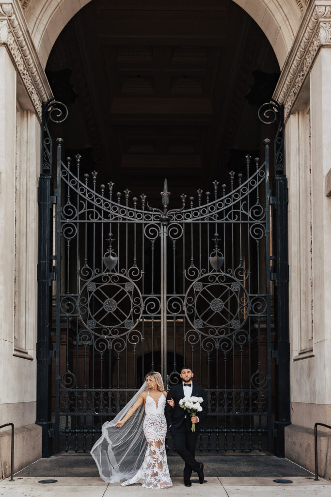 The classic romance of Danielle and Dominic unfolds against the backdrop of City Hall, creating a magical scene in the heart of Philadelphia.