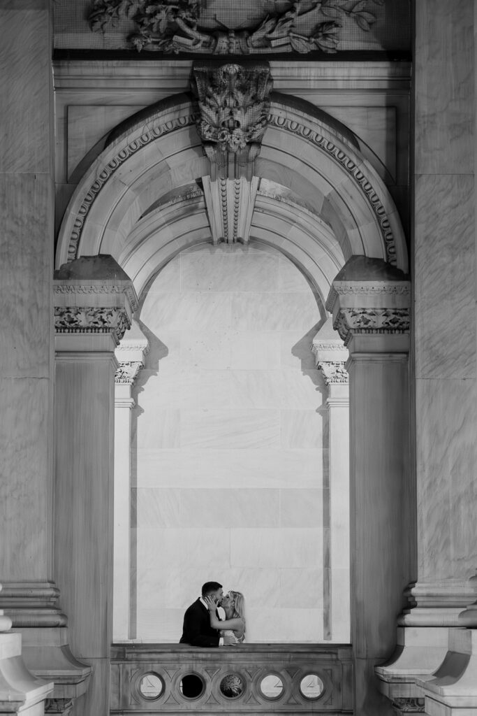 The classic romance of Danielle and Dominic unfolds against the backdrop of City Hall, creating a magical scene in the heart of Philadelphia.