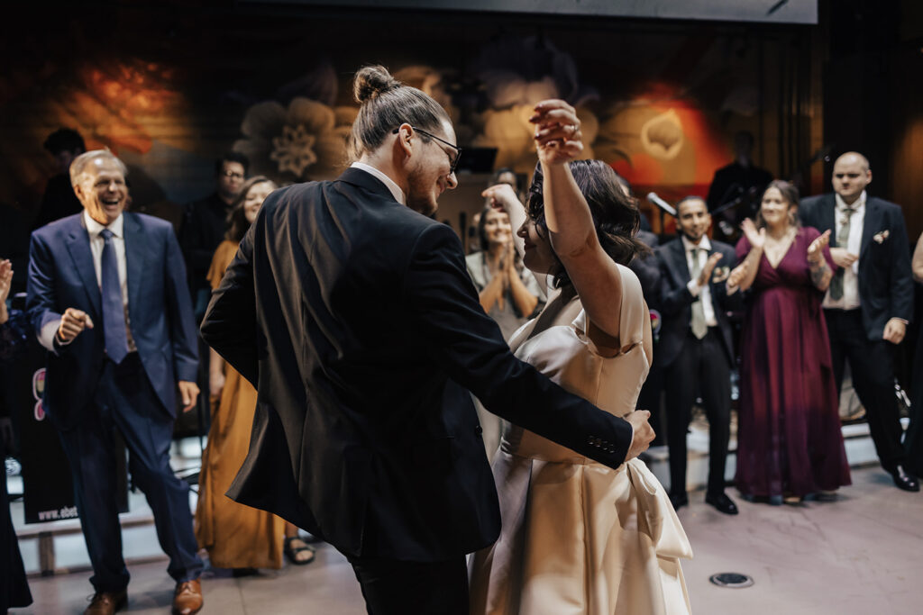 bride and groom dancing at SPIN, a unique philadelphia wedding venue