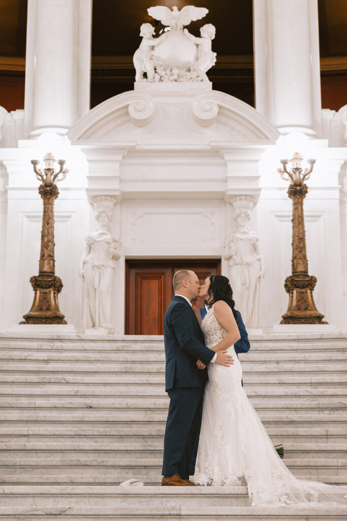 Harrisburg Capitol Wedding ceremony on the staircase